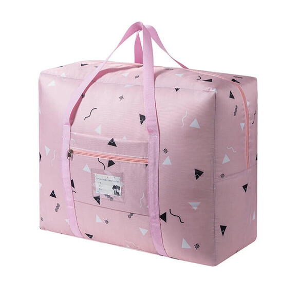 Triangle Pattern Foldable Travel Bag In Pink - Picture 1 of 4